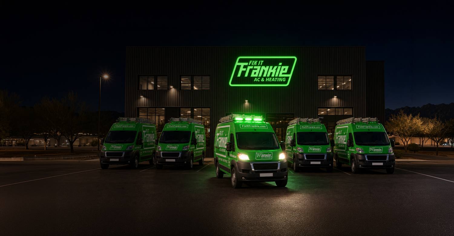 Fix it Frankie van driving through Phoenix at night