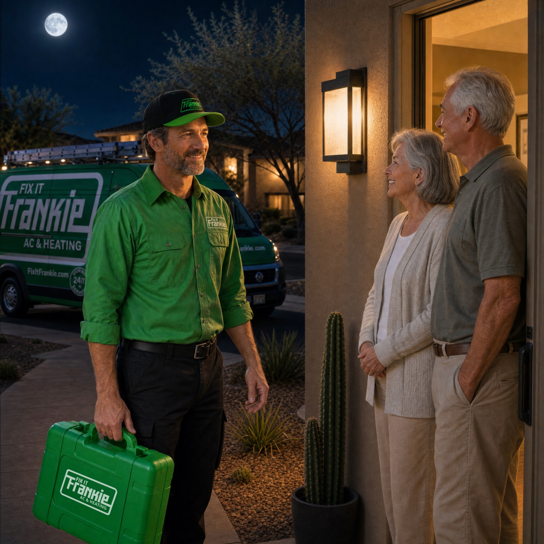 Emergency repair visit to elderly couple
